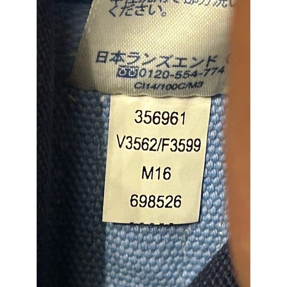 Lands' End Cotton Canvas Medium Tote Bag 5 Pockets Zip Closure Light Blue/Navy - Picture 6 of 12